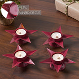 Tealight Holder Star Burgundy Set of 4-Lange General Store