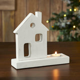 Tealight Holder Village House White-Lange General Store