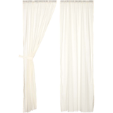 Tobacco Cloth Antique White Fringed Panel Curtains-Lange General Store