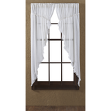 Tobacco Cloth Antique White Fringed Prairie Curtains-Lange General Store