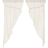 Tobacco Cloth Antique White Fringed Prairie Curtains-Lange General Store