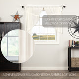 Templeton Tobacco Cloth Antique White Fringed Prairie Swag Curtains