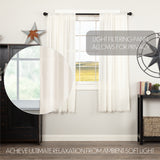 Templeton Tobacco Cloth Antique White Fringed Short Panel Curtains-Lange General Store