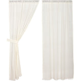 Tobacco Cloth Antique White Fringed Short Panel Curtains-Lange General Store