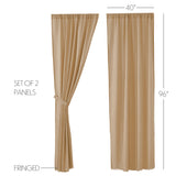 Templeton Tobacco Cloth Khaki Fringed Panel Curtains-Lange General Store