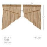 Templeton Tobacco Cloth Khaki Fringed Prairie Swag Curtains