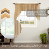 Templeton Tobacco Cloth Khaki Fringed Swag Curtains-Lange General Store