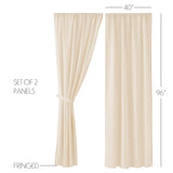 Templeton Tobacco Cloth Natural Fringed Panel Curtains-Lange General Store