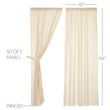 Templeton Tobacco Cloth Natural Fringed Panel Curtains-Lange General Store