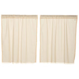Tobacco Cloth Natural Fringed Tier Curtains 36"-Lange General Store