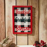 Thankful Grateful Blessed Christmas Gingham Wall Hanging Sign-Lange General Store