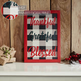 Thankful Grateful Blessed Christmas Gingham Wall Hanging Sign-Lange General Store