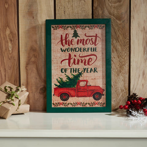 The Most Wonderful Time Truck Burlap Wall Hanging Sign-Lange General Store