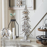 Timber Tidings Distressed White Wooden Trees-Lange General Store