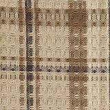 Close-up of Tinderbox Brown Plaid Dishcloth fabric showing waffle weave cotton texture with tinderbox brown, oatmeal and espresso plaid stripe detail
