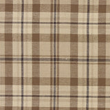 Close-up of Tinderbox Brown Plaid Placemat fabric showing woven 100% cotton texture in tinderbox brown, oatmeal and espresso plaid weave detail