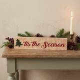Tis The Season Block Sign on a farmhouse console table