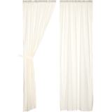 Tobacco Cloth Antique White Fringed Panel Curtains-Lange General Store