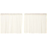 Tobacco Cloth Antique White Fringed Tier Curtains 24"-Lange General Store