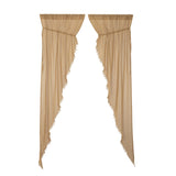 Tobacco Cloth Khaki Fringed Long Prairie Curtains-Lange General Store