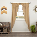 Tobacco Cloth Khaki Fringed Long Prairie Curtains-Lange General Store