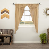 Tobacco Cloth Khaki Fringed Prairie Curtains-Lange General Store