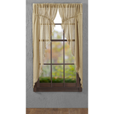 Tobacco Cloth Khaki Fringed Prairie Curtains-Lange General Store