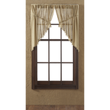 Tobacco Cloth Khaki Fringed Prairie Swag Curtains-Lange General Store