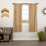 Tobacco Cloth Khaki Fringed Short Panel Curtains-Lange General Store