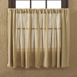 Tobacco Cloth Khaki Fringed Tier Curtains 36"-Lange General Store