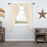 Tobacco Cloth Natural Fringed Prairie Curtains-Lange General Store