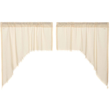 Tobacco Cloth Natural Fringed Swag Curtains-Lange General Store