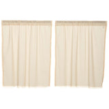 Tobacco Cloth Natural Fringed Tier Curtains 36"-Lange General Store