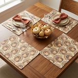 Tom Turkey Placemats Set of 4 in a Thanksgiving table setting