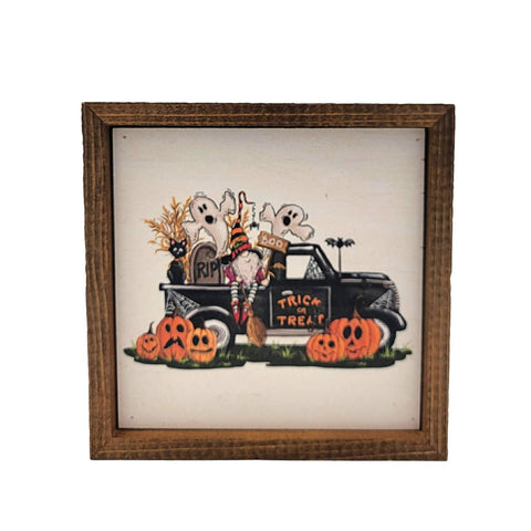 Trick or Treat Truck Halloween Sign 6x6