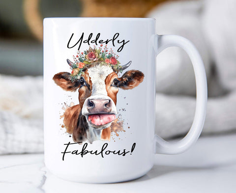 Udderly Fabulous Cow Farmhouse Mug-Lange General Store