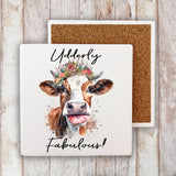 Udderly Fabulous Cow Farmhouse Stone Coaster-Lange General Store