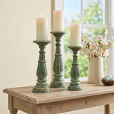 Verdi Green Candlesticks in a square spring lifestyle setting