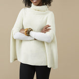 Victoria Knit Poncho - White-Lange General Store