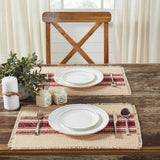 Vintage Burlap Red Stripe Placemats - Set of 6-Lange General Store