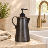 Vintage Coffee Pot Soap Dispenser in a farmhouse kitchen