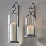 Vintage Iron Hook Hanging Pillar Candle Holders
