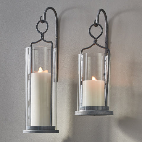 Vintage Iron Hook Hanging Pillar Candle Holders