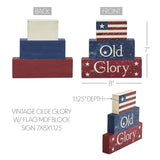 Vintage Old Glory w/Flag Block Sign-Lange General Store