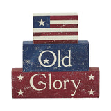 Vintage Old Glory w/Flag Block Sign-Lange General Store