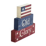 Vintage Old Glory w/Flag Block Sign-Lange General Store