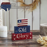 Vintage Old Glory w/Flag Block Sign-Lange General Store