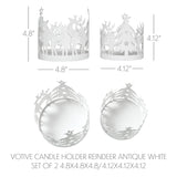 Votive Candle Holder Reindeer Antique White Set of 2-Lange General Store