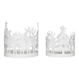 Votive Candle Holder Reindeer Antique White Set of 2-Lange General Store