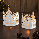 Votive Candle Holder Reindeer Antique White Set of 2-Lange General Store